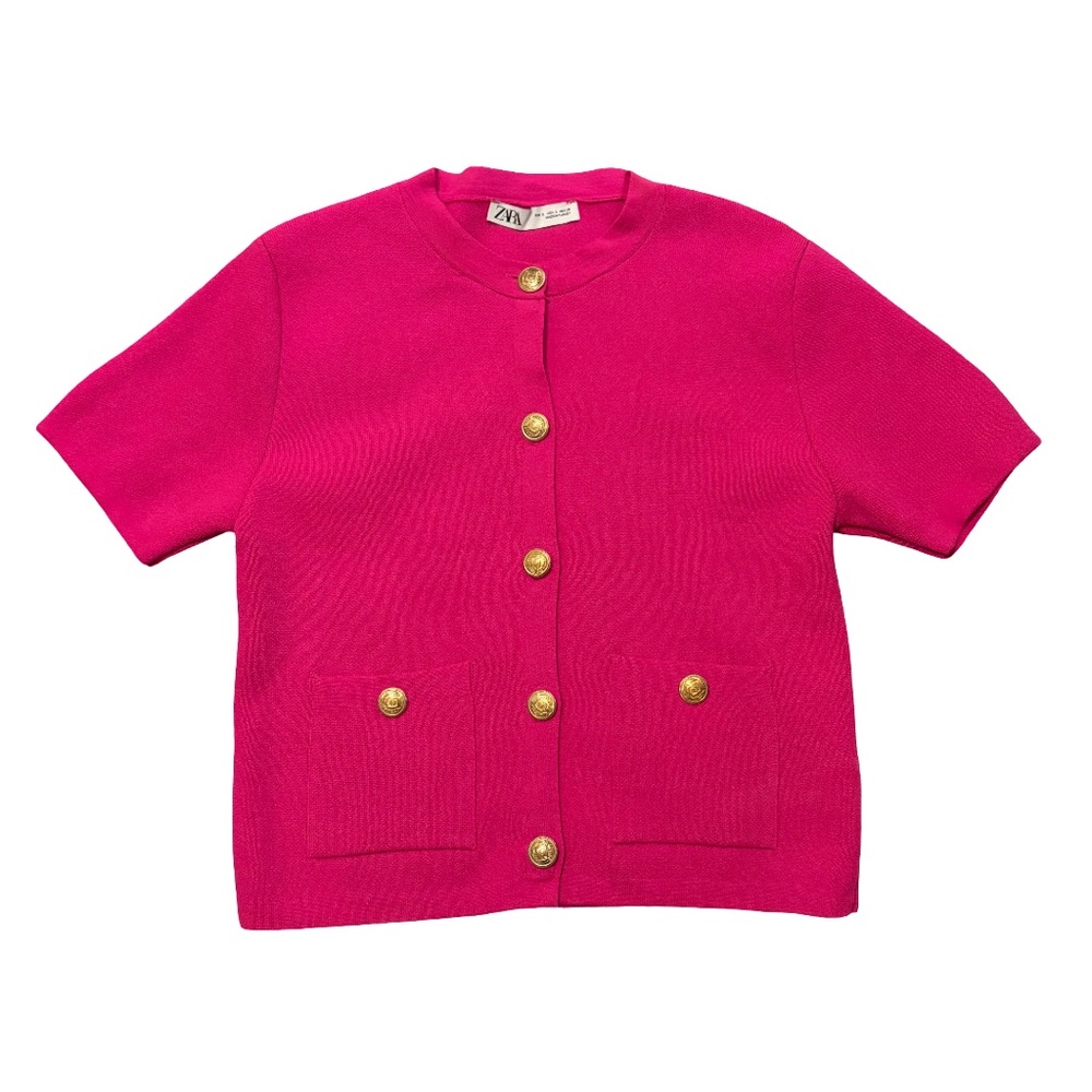 Zara Bright Pink Short Sleeve Cardigan